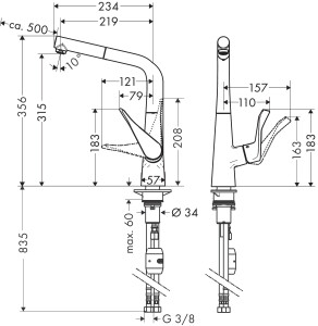 Hansgrohe Metris M71 Eviye Bataryası Spiralli 14821000 - 3