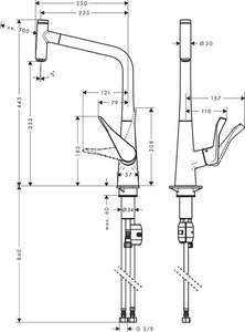 Hansgrohe Metris Select M71 Eviye Bataryası Spiralli 14884000 - 2