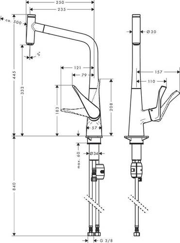 Hansgrohe Metris Select M71 Eviye Bataryası Spiralli 14884000 - 2