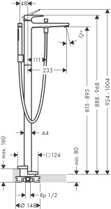 Hansgrohe Metris Yerden Küvet Bataryası 31471000 - 3