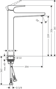 Hansgrohe Metropol Çanak Lavabo Bataryası Mat Siyah 32512670 - 2