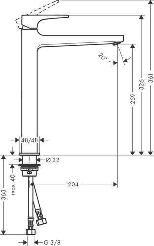 Hansgrohe Metropol Çanak Lavabo Bataryası Mat Siyah 32512670 - 2