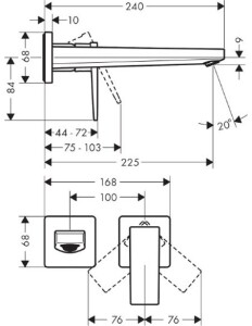 Hansgrohe Metropol Çubuk Volan Ankastre Lavabo Bataryası SiyahKrom 32526340 - 2