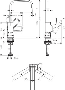 Hansgrohe Metropol Loop Dönebilen Lavabo Bataryası 74511000 - 2