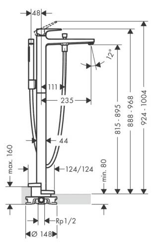 Hansgrohe Metropol Loop Yerden Küvet Bataryası 74532000 - 3