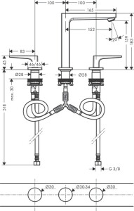 Hansgrohe Metropol Üç Delikli Lavabo Bataryası 32515000 - 2