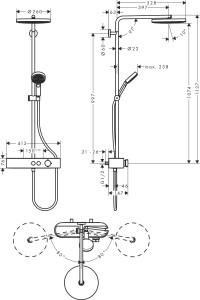 Hansgrohe Pulsify Termostatik Duş Kolonu 1 Jet 24220000 - 2