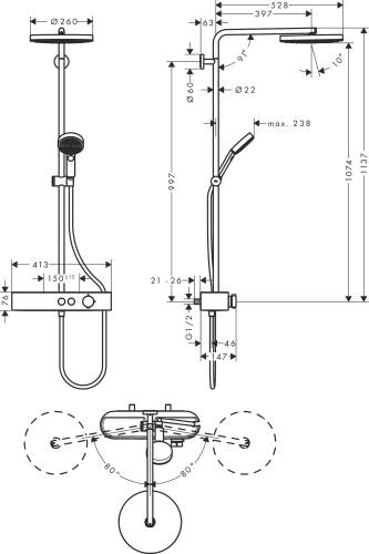 Hansgrohe Pulsify Termostatik Duş Kolonu 1 Jet 24220000 - 2