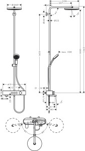 Hansgrohe Pulsify Termostatik Duş Kolonu 260 1jet Dönebilen Gagalı 24230000 - 2