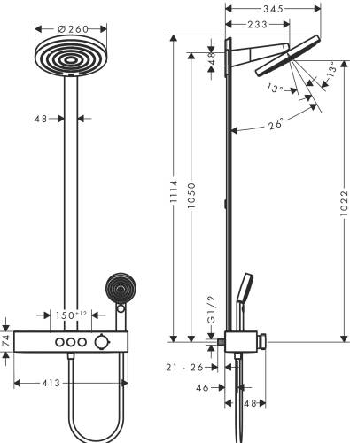 Hansgrohe Pulsify Termostatik Duş Kolonu 260 2jet 24240000 - 3