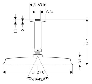 Hansgrohe Raindance Classic Air 24cm Tepe Duşu Krom/Altın 27405090 - 2