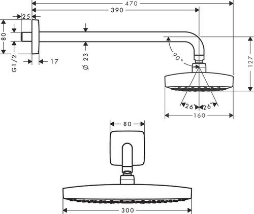 Hansgrohe Raindance Select E Tepe Duşu 30cm 2 Akışlı 27385000 - 2