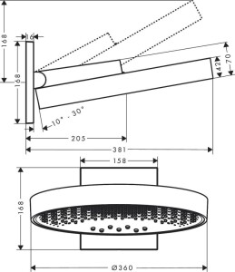 Hansgrohe Rainfinity 36cm 3jet Tepe Duşu Mat SiyahKrom 26234340 - 2