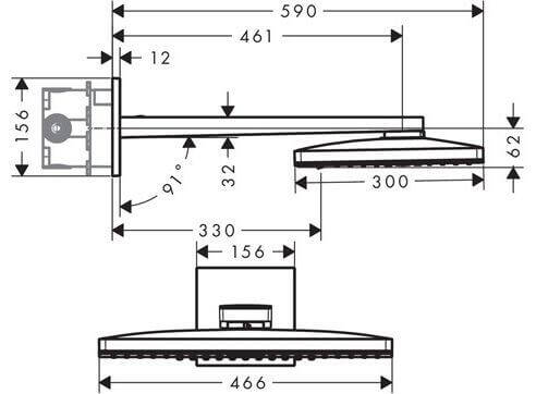 Hansgrohe Rainmaker Select 46cm 2jet Tepe Duşu Siyah/Krom 24005600 - 2