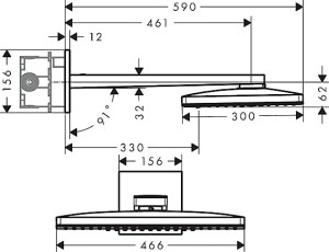 Hansgrohe Rainmaker Select 46cm 3jet Tepe Duşu Siyah/Krom 24007600 - 2