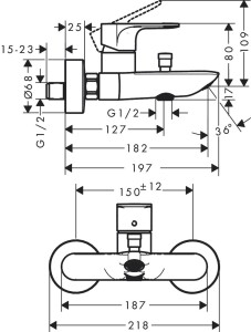 Hansgrohe Rebris E Banyo Bataryası 72450000 - 2