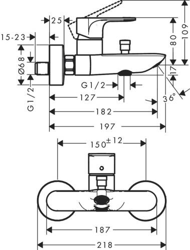 Hansgrohe Rebris E Banyo Bataryası Mat Siyah 72450670 - 2