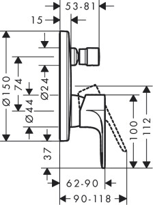 Hansgrohe Rebris S Ankastre Banyo Bataryası Mat Siyah 72466670 - 2