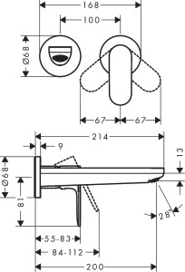 Hansgrohe Rebris S Ankastre Lavabo Bataryası Mat Siyah 72528670 - 2