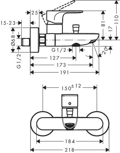 Hansgrohe Rebris S Banyo Bataryası 72440000 - 2