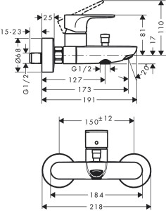 Hansgrohe Rebris S Banyo Bataryası Mat Siyah 72440670 - 2