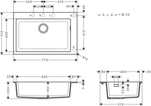 Hansgrohe S510-F660 Ankastre Eviye 661 Taş Grisi 43313290 - 2