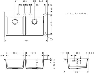 Hansgrohe S510-F770 Ankastre Eviye 370/371 Taş Grisi 43316290 - 2