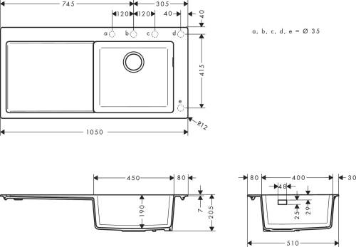 Hansgrohe S514-F450 Ankastre Eviye 450 Damlalıklı Beton Grisi 43314380 - 2