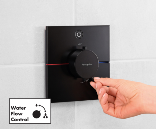 Hansgrohe ShowerSelect Comfort E Termostatik Ankastre Banyo Bataryası 1 Çıkış Mat Siyah 15571670 - 4