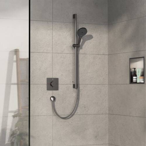Hansgrohe ShowerSelect Comfort E Termostatik Ankastre Banyo Bataryası 1 Çıkış Mat SiyahKrom 15571340 - 2