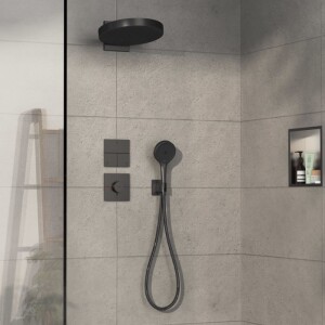 Hansgrohe ShowerSelect Comfort E Termostatik Ankastre Bataryası 1 Çıkış ve İlave Çıkış Mat SiyahKrom 15575340 - 2