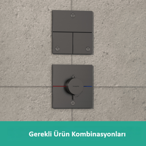 Hansgrohe ShowerSelect Comfort E Termostatik Ankastre Bataryası 1 Çıkış ve İlave Çıkış Mat SiyahKrom 15575340 - 3