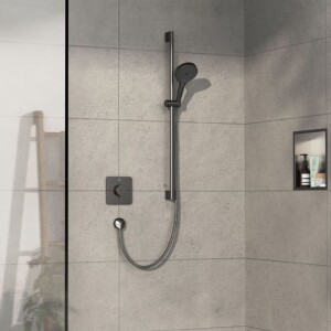 Hansgrohe ShowerSelect Comfort Q Termostatik Ankastre Banyo Bataryası 1 Çıkış Mat SiyahKrom 15581340 - 2