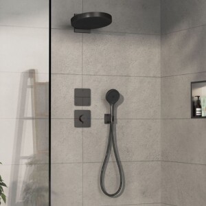 Hansgrohe ShowerSelect Comfort Q Termostatik Ankastre Bataryası 1 Çıkış ve İlave Çıkış Mat SiyahKrom 15589340 - 2