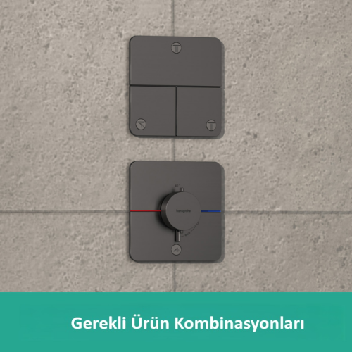 Hansgrohe ShowerSelect Comfort Q Termostatik Ankastre Bataryası 1 Çıkış ve İlave Çıkış Mat SiyahKrom 15589340 - 3