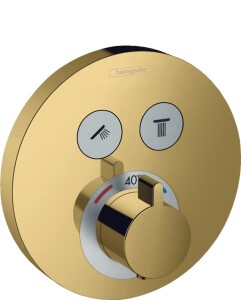 Hansgrohe ShowerSelect Termostatik Ankastre Banyo Bataryası 2 Çıkış Parlak Altın 15743990 - 1