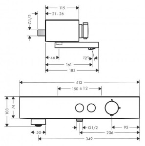 Hansgrohe ShowerTablet Select Termostatik Banyo Bataryası Mat Siyah 24340670 - 2