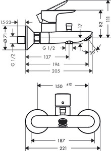 Hansgrohe Talis E Banyo Bataryası Mat Siyah 71740670 - 2