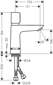 Hansgrohe Talis E Self-closing Lavabo Bataryası Isı Ayarlı 71718000 - 2