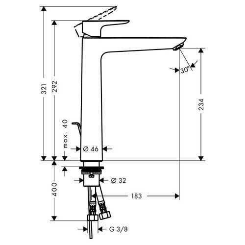 Hansgrohe Talis E Tek Kollu Çanak Lavabo Bataryası 71716000 - 2