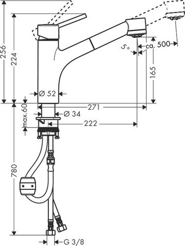 Hansgrohe Talis Eviye Bataryası Çekilebilir El Duşu 32841000 - 3