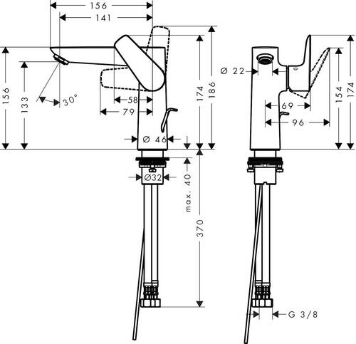 Hansgrohe Talis Lavabo Bataryası Mat SiyahKrom 71754340 - 2