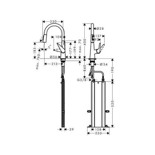 Hansgrohe Talis M51 Eviye Bataryası 2 Akışlı Spiralli sBox ile 73851000 - 2