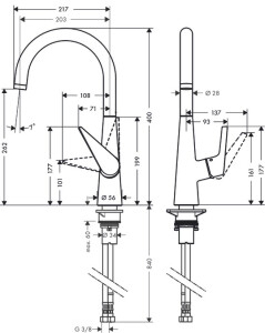 Hansgrohe Talis M51 Eviye Bataryası 72810000 - 2