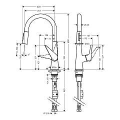 Hansgrohe Talis M51 Eviye Bataryası Çekilebilir Gaga 2 Akışlı 72813000 - 2