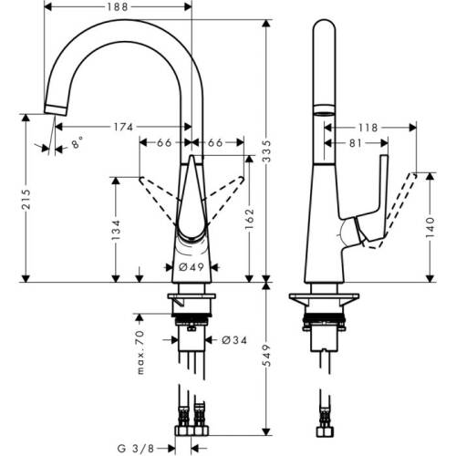 Hansgrohe Talis M51 Eviye Bataryası Paslanmaz Çelik 72814800 - 2