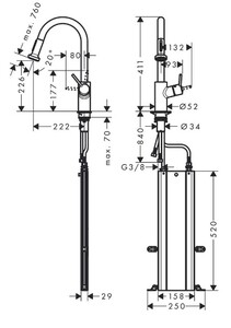 Hansgrohe Talis M52 Eviye Bataryası 2 Akışlı Spiralli sBox ile-Pencere Önü Montajına Uygun 73863000 - 2