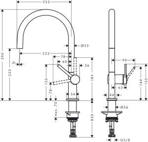 Hansgrohe Talis M54 Eviye Bataryası 1jet 72804000 - 2