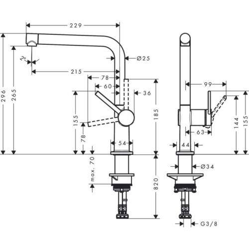 Hansgrohe Talis M54 Eviye Bataryası 72840000 - 2