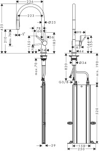 Hansgrohe Talis M54 Eviye Bataryası Çekilebilir 2 Jet Sbox 72801000 - 4